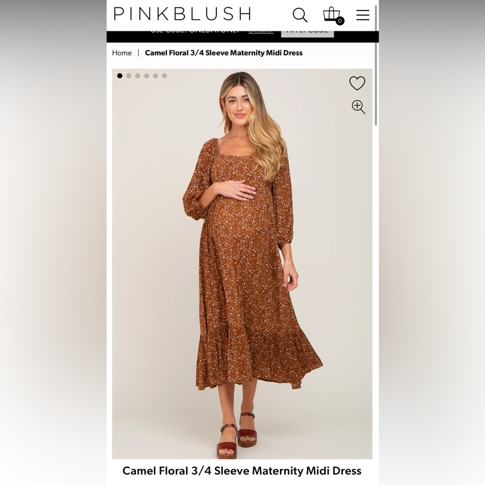 Camel floral maternity dress - pinkblush